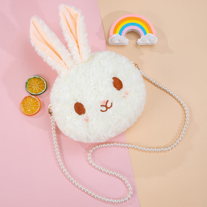 Xizioo kawaii bunny messenger bag, cartoon plush bunny girl wallet, cute  Lolita tote bag for kids and teens, cute fluffy animal wallet (pearl chain)  white | Walmart Canada