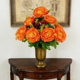 thumbnail image 5 of 10 Head Large Peony Artificial Flowers Bouquet Realistic Silk Faux Peony Stems for Home Garden Indoor Outdoor Vase Table Centerpiece Wedding Decor,Orange, 5 of 6
