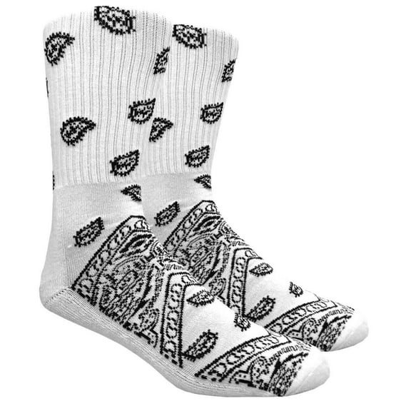 Mad Toro Paisley Bandana All Over Print Crew Socks (White)