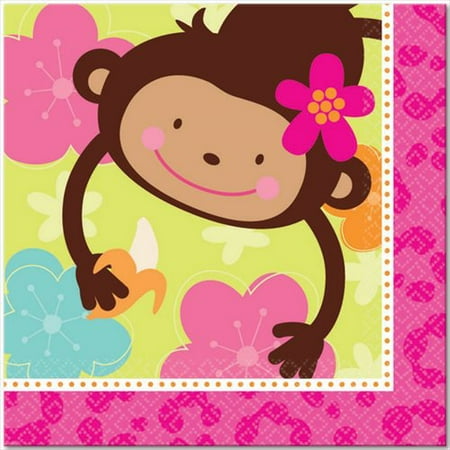 Pink Mod 'Monkey Love' Lunch Napkins (16ct)