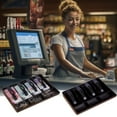 thumbnail image 1 of Musbetu Cashier Box Money Tray with Metal Clip 4 Compartments Cashier Secure Wallet Design Practical Cash Register Insert Replacement, 1 of 7