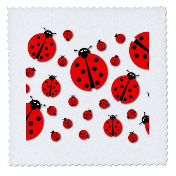 3dRose, Many different sized ladybugs on white background., 12x12 inch quilt square