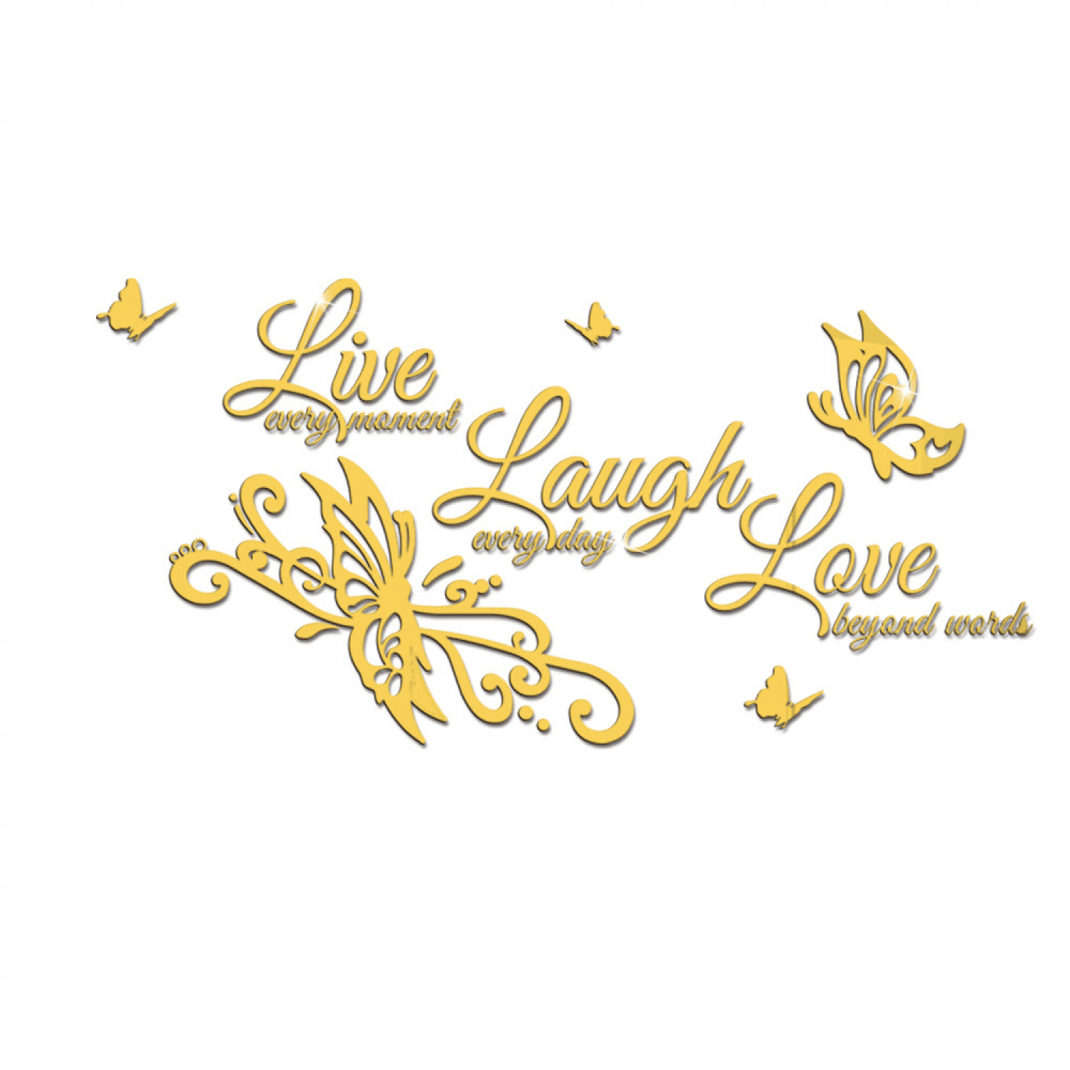 JUSTUP 3D Acrylic Mirror Wall Decor Stickers Live Laugh Love Letter