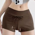thumbnail image 2 of Lenpel Women's Booty Shorts Casual Elastic Waist Low Rise Drawstring Comfy Lounge Shorts Summer Running Shorts, 2 of 7