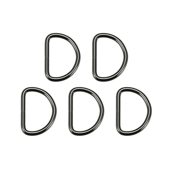Unique Bargains 5 Pcs D Ring Buckle 1.6 Inch Metal Semi-Circular D-Ring Black for Hardware Bags Belts Craft DIY Accessories