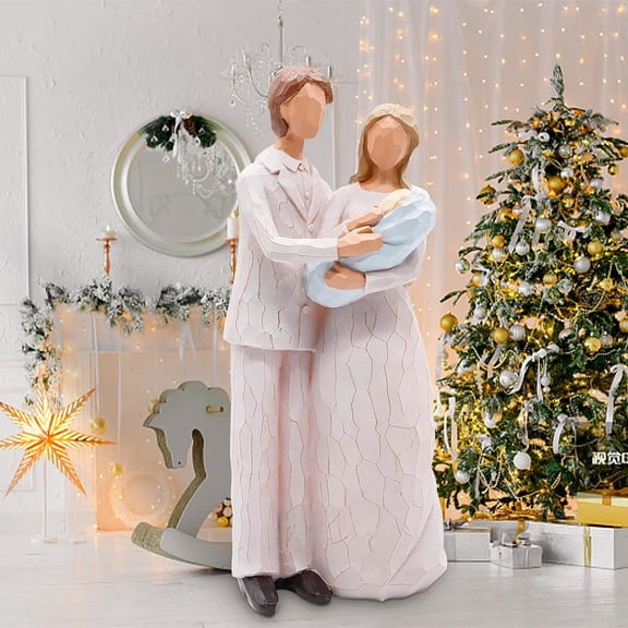 Parents and Baby Figurine, Newborn Baby Gift for Mom and Dad, Gifts for Mother's Day Father's Day, Sculpted Hand-Painted Figure