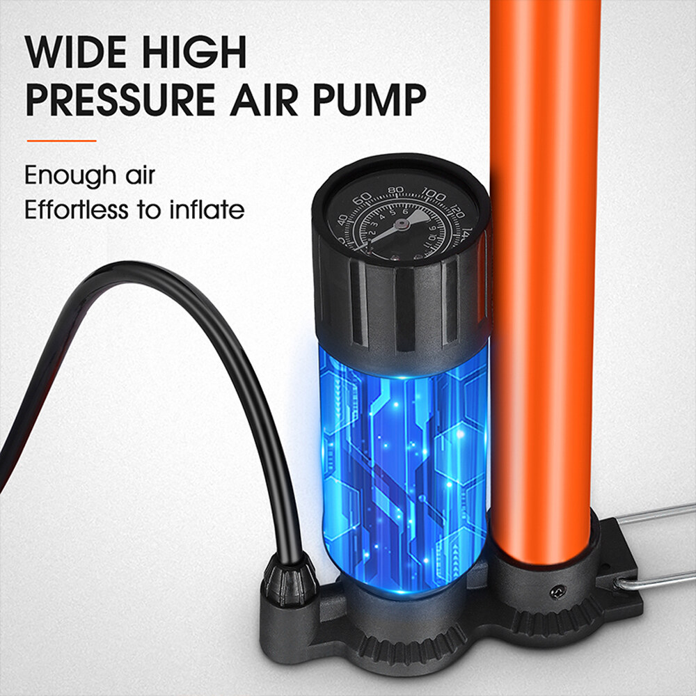WEST BIKING 160PSI Bicycle Tire Pump Inflator Household Manual Inflator Bicycle Electric Motorcycle Tire Ball Inflator Practical Stainless Steel Inflator Pump