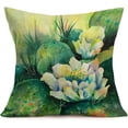 thumbnail image 5 of Green Plant Cotton Linen Throw Pillow Case Succulents Cactus Prickly Pear Flowers Decorative Cushion Cover Farmhouse Home Decor Pillowcase 18" x 18", Set of 4 (PP), 5 of 6