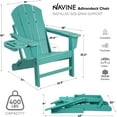 thumbnail image 3 of Set of 4 HDPE Folding Adirondack Chairs with Cup Holders, Weather Resistant Patio Chairs for Porches, Patios, Poolsides and Decks, 3 of 8