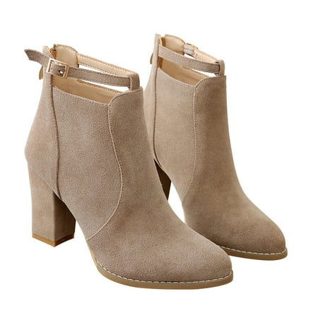 

OUNONA 1 Pair Elegant Booties Fashion Women High Heels Short Boots Casual Winter Autumn Shoes for Female Ladies - Apricot (36 Size)