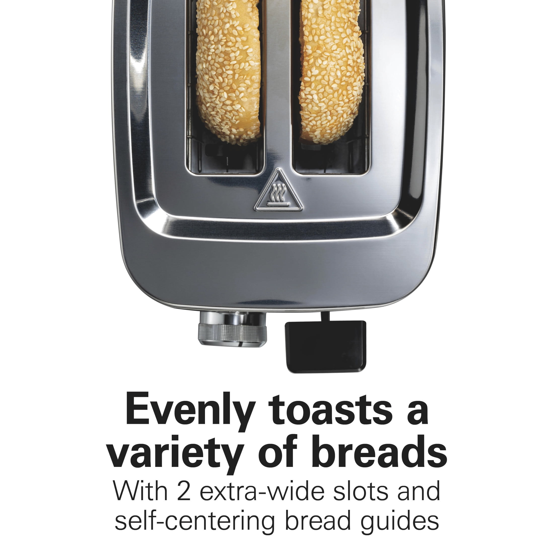 Hamilton Beach 2-Slice Bread and Bagel Toaster with Extra-Wide Slots, Toast Boost, and Removable Crumb Tray, Stainless Steel