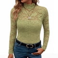 thumbnail image 2 of Lolmot Floral Lace Long Sleeve Shirts for Women, Plus Size Sheer Mesh Blouse for Club Party, See Through Fall Fashion Clothes, 2 of 9