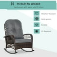 thumbnail image 4 of Patio Furniture Outsunny Outdoor Wicker Rocking Chair with Wide Seat, Thick, Soft Cushion, Rattan Rocker w/Steel Frame, High Weight Capacity for Patio, Garden, Backyard, Grey,Patio Chairs, 4 of 9