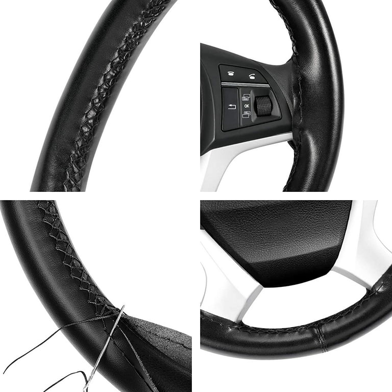 Funda para volante de coche DIY de cuero antideslizante para 15 "/38 cm - Walmart.com