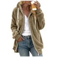 thumbnail image 1 of TOWED22 Womens Winter Fuzzy Jacket Hooded Color Block Patchwork Cardigan Coats Oversized Fluffy Outerwear Pockets(Blue XXL), 1 of 6