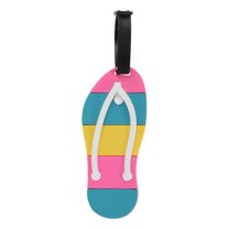 Unique Bargains 1 Pc Slippers Luggage Tag for Travelling Blue Soft Rubber