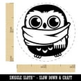 thumbnail image 2 of Cute Little Owl with Big Scarf Self-Inking Rubber Stamp Ink Stamper - Sky Blue Ink - Mini 1/2 Inch, 2 of 7
