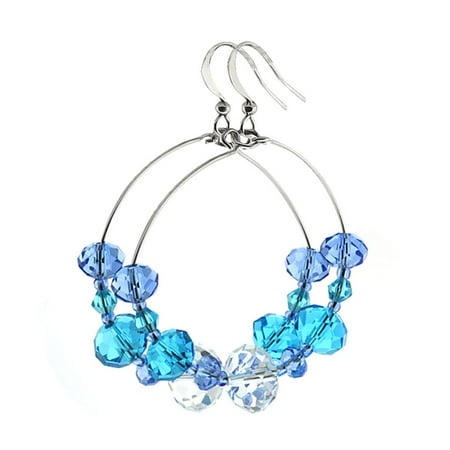 dangle faceted hoop bead earrings ocean crystal inch