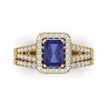 thumbnail image 2 of Clara Pucci 14K Yellow Gold Emerald Cut 1Ct Simulated Tanzanite Engagement Ring + Matching Band - Luxury Box Included, 2 of 7