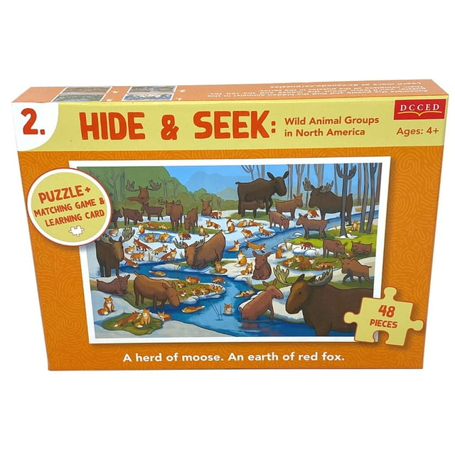 Puzzle: Hide & Seek #2 - Moose and Fox 48 Piece, 18" x 12"