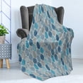 thumbnail image 4 of Grey Blue Soft Flannel Fleece Throw Blanket, Round Shapes with Swirls Scale and Stripes Ornamental Motifs, Cozy Plush for Indoor and Outdoor Use, 50" x 60", Grey Pale Blue Navy Blue, by Ambesonne, 4 of 5