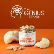 The Genius Brand Genius Lions Mane - Plant-Based Supplement for Memory, Focus & Mood Support - Organic & Non-GMO - 120 Veggie Capsules