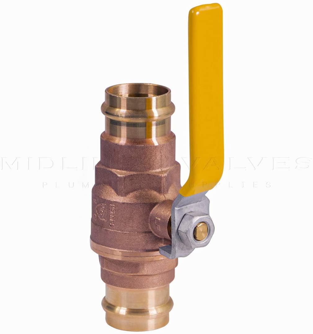 Midline Valve 532004VLV-5 Double-O-Ring Press Ball Valve, with 4 in. Press Connections, Brass (Pack of 5)