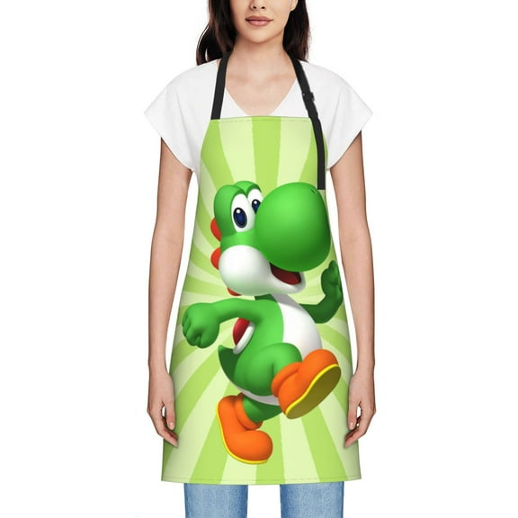 Super Mario Yoshi Waterproof Apron For Women Kitchen Cooking Apron Funny Chef Apron Bib Apron For Cooking Baking Gardening