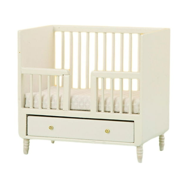 Milaget Lit de Poupée Miniature 1:12 Lit de Bébé Miniature pour Chambre Maison Blanc
