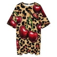 thumbnail image 3 of Cherries Leopard Print Background Pattern Sleepshirts For Sleeping Travels Loose Sleepdress Pajama Dress Soft Nightdress Sleepwear, 3 of 7