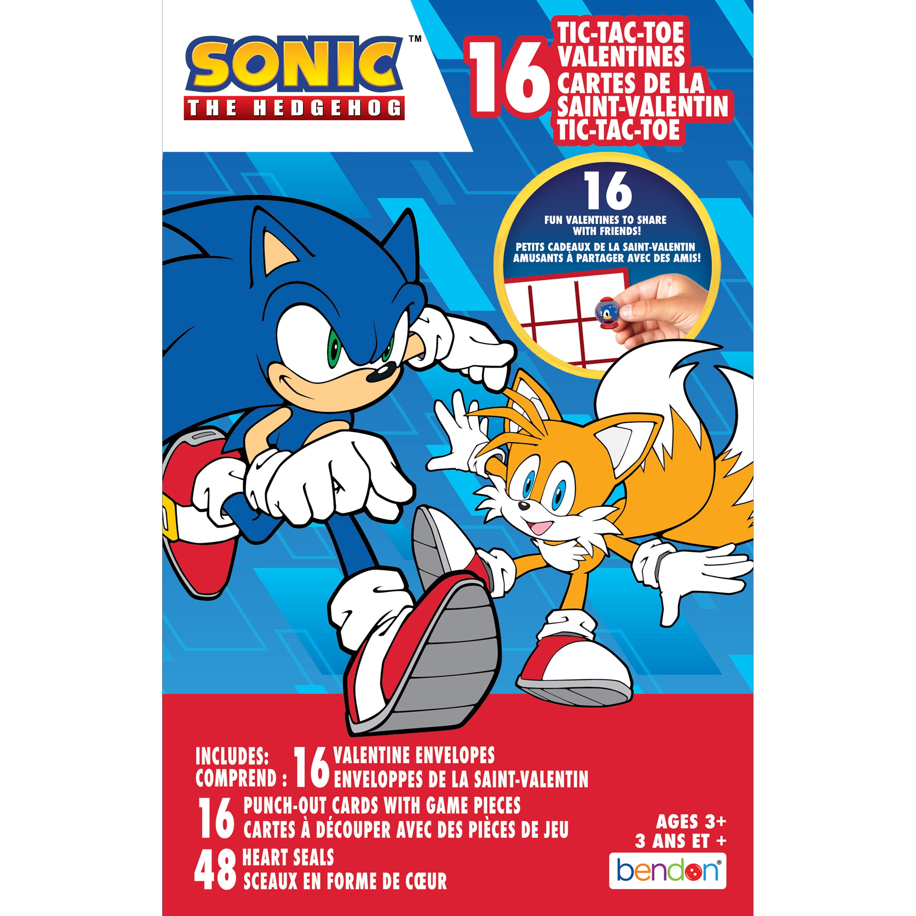 Sonic The Hedgehog Valentine’s Day Cards, 16 Classroom Exchange Greeting Cards Tic-Tac-Toe Game for Kids