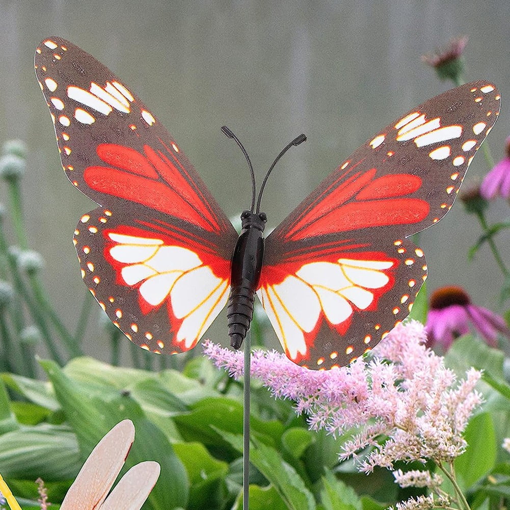 50× Garden Butterflies Stakes And Dragonflies Colourful Stakes Plant