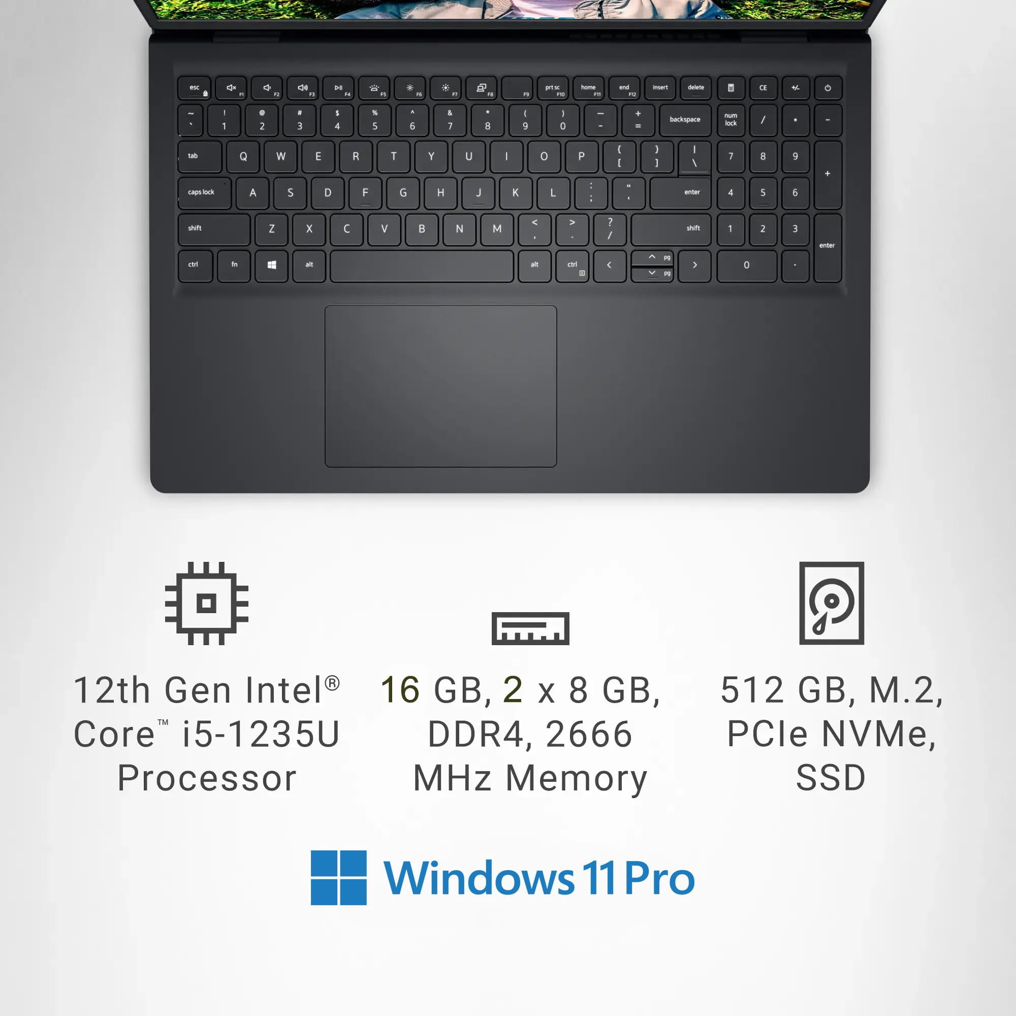 Dell Inspiron 15 3520 Touchscreen Business Laptop, Microsoft Office Lifetime License & Windows 11 Pro, 15.6" FHD Touch Screen, Intel i5-1235U (Beat i7-1195G7), 16GB RAM, 512GB SSD, Intel UHD Graphics