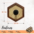 thumbnail image 5 of Autumn Alley Large Rattan Wall Hooks, Hat Hooks and Bathroom Coat Hook, Set of 5 Hexagon Hook with Gold Accent Metal Holder, Robe & Towel Hooks for Entryway, Bathroom, or Kitchen, 5 of 11