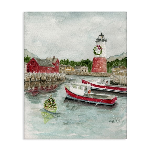 Stupell Industries Rustic Lodge Coastal Christmas Harbour Canvas Art, 16 x 20, by Melissa Hyatt