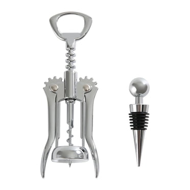 Mainstay Stainless Steel Wing Corkscrew Bottle Opener & Wine Stopper Set