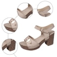 thumbnail image 5 of Rokment Women's Platform High Heels Dressy Sandals 2026 Summer Fashion Casual Leather Open Toe Ankle Strap Chunky Block Heeled Dress Sandals for Ladies Beige Size 6, 5 of 7
