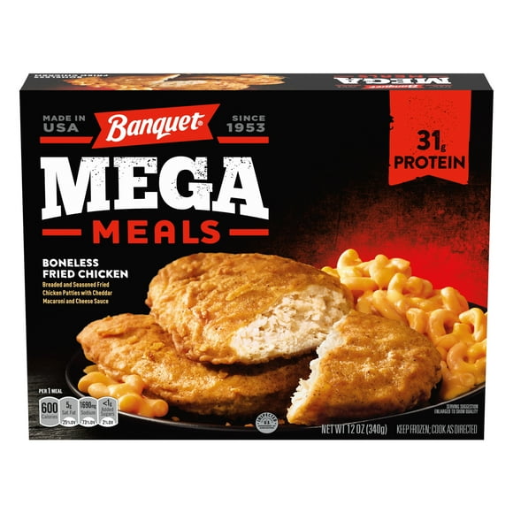 Banquet Mega Meals Boneless Fried Chicken, Frozen Meal, 12 oz (Frozen)