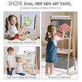 thumbnail image 3 of AILEEKISS Kids Art Easel Double-Sided Art Easel with Whiteboard and Chalkboard for Painting, Grey, 3 of 10