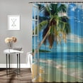thumbnail image 2 of Orinice  Blue Beach Shower Curtains for The Bathroom Coastal Scenery Tropical Palm Tree Shower Curtain Set Summer Ocean Shower Curtain with Hooks Ideal to Brighten Up Your Bathroom at Home  36x72, 2 of 7