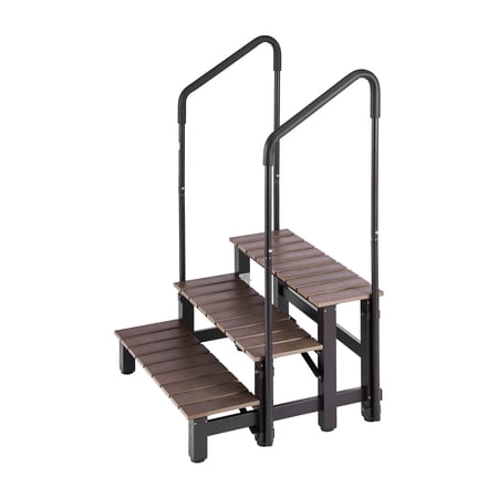 KFFKFF 3-Step Hot Tub Steps with Handrail 550lbs Capacity 32.3in Wide Non-Slip Steps Durable Steel & Plastic Construction Easy to Assemble Ideal for Pools RVs Patios and Decks