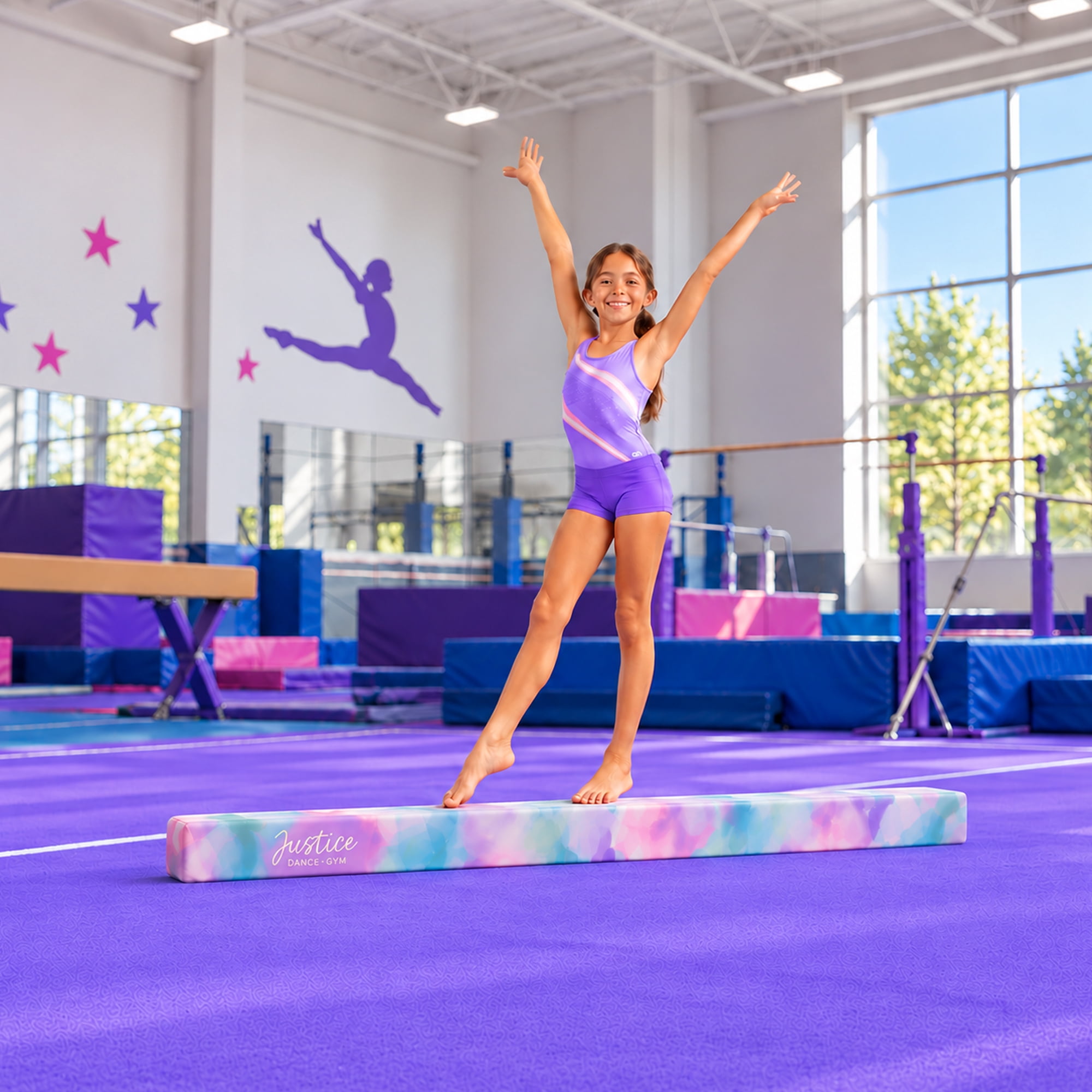 8' Folding Balance Beam - Butterfly Print