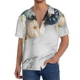 thumbnail image 3 of Gaeub Pumpkin And White Marble Men's Lapel Short Sleeve Shirt, Relaxed Fit Shirt, Soft and Breathable for Outdoors Party Travel - Medium, 3 of 7
