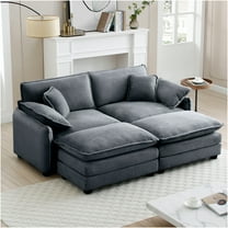 JERFIT 2-Seater Recliner Sofa with Ottomans, Small Space Grey Corduroy Loveseat for Living Room, Bedroom
