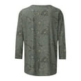 thumbnail image 5 of CYMMPU Crewneck Floral Printed 3/4 Length Sleeve Basic Tees Shirts Dressy Tunic Tops Casual Business Work Blouses Summer Fall 2025 Clothes for Women Multicolor XXL, 5 of 5