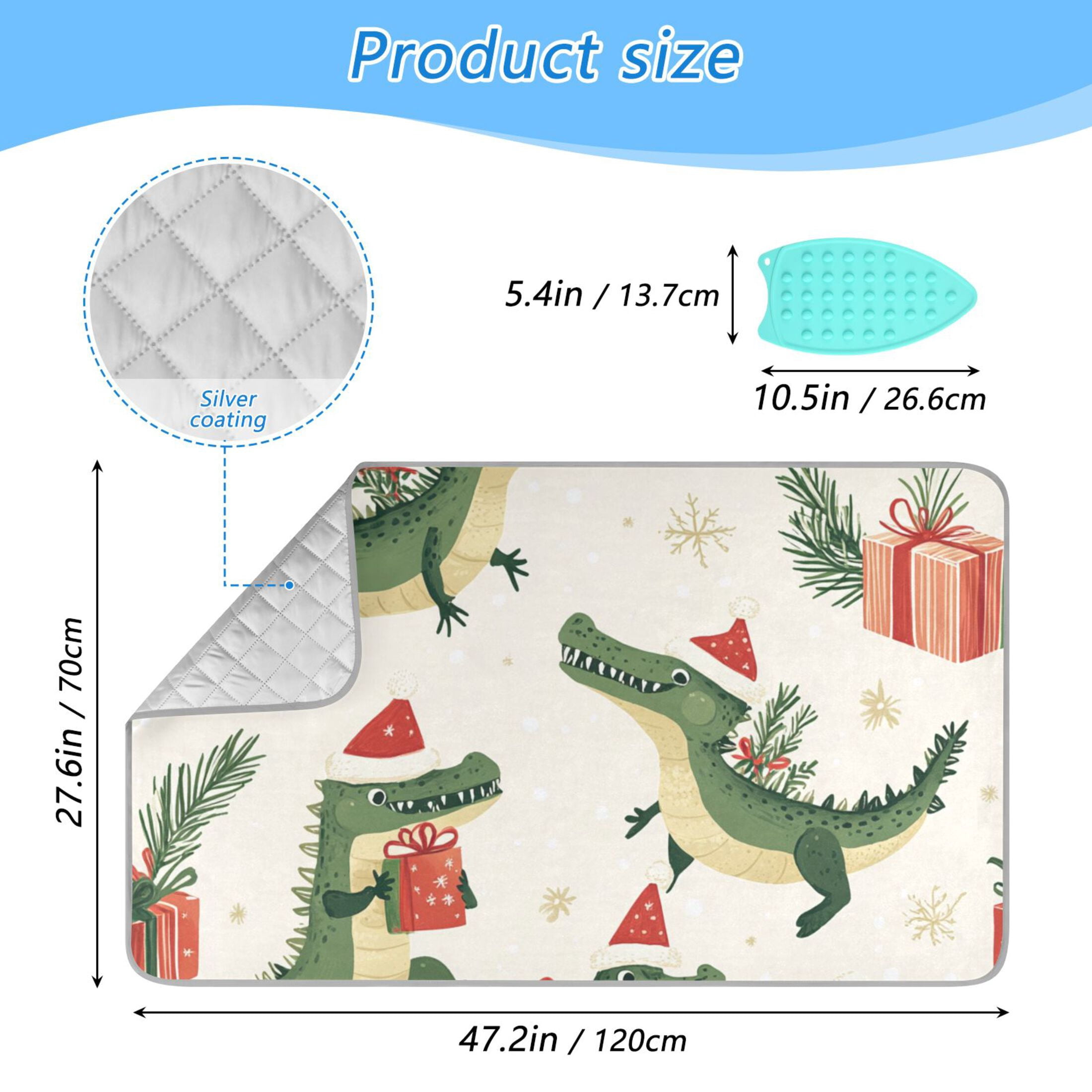 Crocodiles Christmas Gifts Ironing Board Covers Heat Resistant Ironing Pad Mat Portable for Travel Washer Dryer Table
