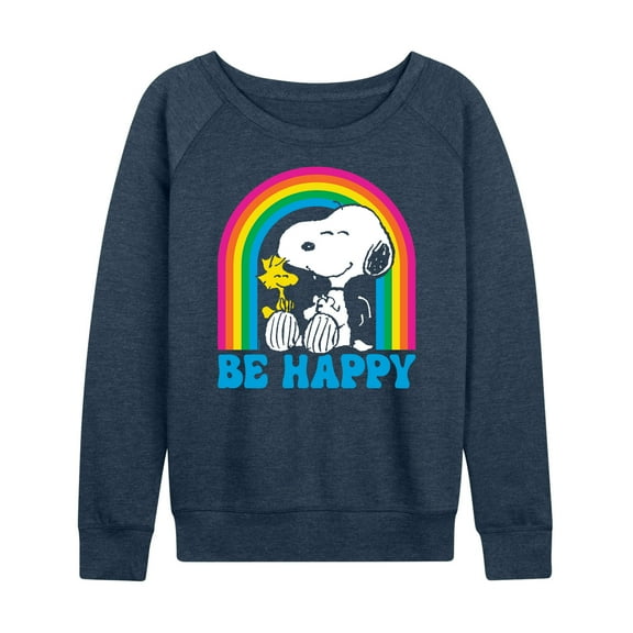 Peanuts - Be Happy Rainbow - Women's Lightweight French Terry Long Sleeve Shirt