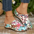 thumbnail image 4 of Pandaie Closed Toe Clogs for Women Flower Print Low Wedge Slip on Mules Shoes Comfortable Backless Dressy Walking Slides Size 6-10, 4 of 8