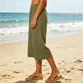 thumbnail image 6 of Ahabrexf Women's Natural Fiber Linen Cropped Pants, Elastic Waist Wide Leg Pocketed Casual Cropped Trousers for Summer Daily Wear, 6 of 9