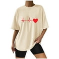 thumbnail image 2 of Otvok 2025 Woman Solid Loose Blouse Round-Neck Print Short Sleeve T-Shirt Tops, 2 of 6
